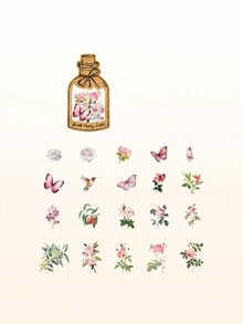 CANDY POETRY 60 件/包蝴蝶和花朵裝飾貼紙日記、diy 剪貼簿用品、節日禮物、創意學校文具 - 粉色 - 查看 10