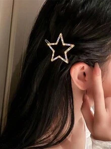 1個時髦的合金鑲嵌星形髮夾 - 金色 - 查看 2