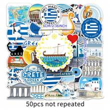 50入希臘萌鼠塗鴉圖案卡通動漫guka貼紙,適用於孩子可愛時尚愛情塗鴉防水貼紙,適用於筆記型電腦、水瓶、滑板車和手機。 - 藍色 - 查看 2