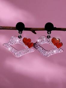 1Pair Valentine's Day Lips Drop Dangle Earrings Jewelry Gift - Earrings - View 2
