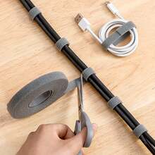 1 件 5m 新型電纜管理帶,帶可拆卸帶扣,帶鉤環緊固件的電線整理器 - 黑色 - 查看 7