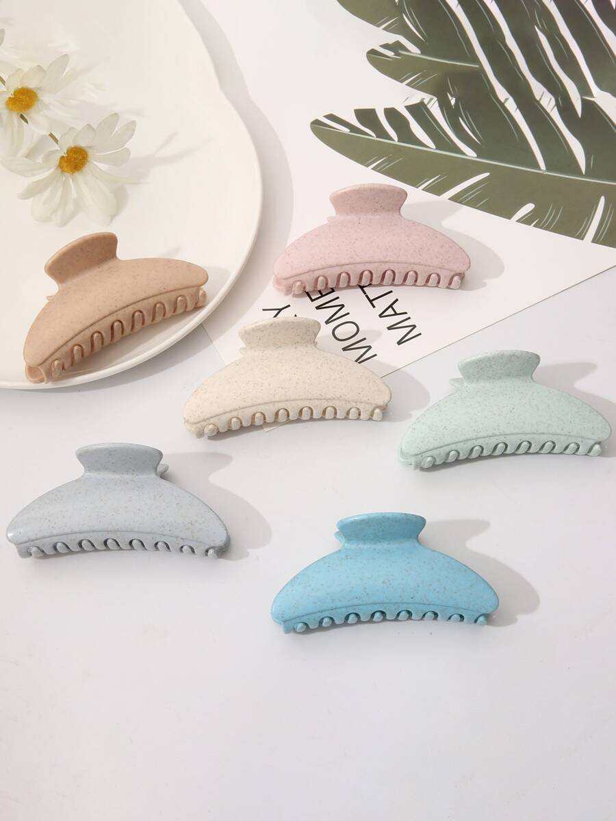 1pc Women's Matte Surface Curved Hair Claw - Lake Blue - View 1