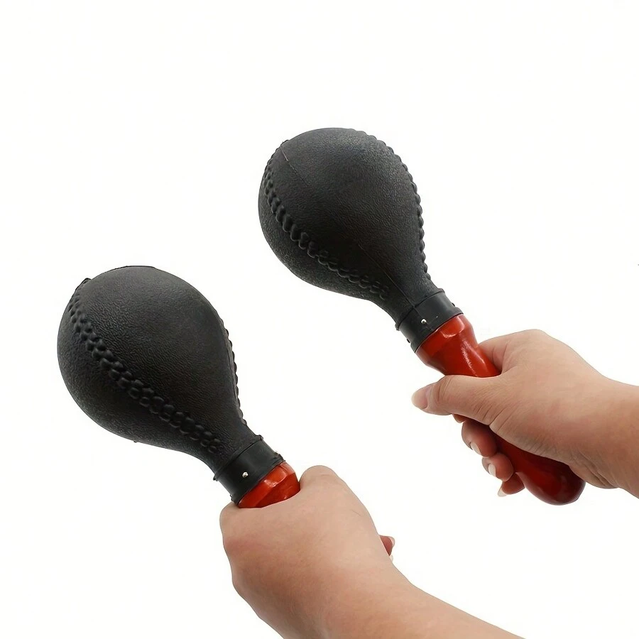 2pcs Percussion Maracas Pair Of Shakers Rattles Sand Hammer Percussion Instrument With ABS Plastic Shells And Wooden Handles For Live Performances And Recording Sessions - Black - View 1