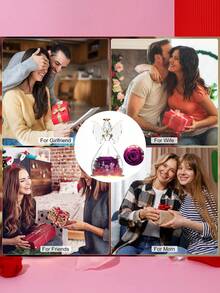 1入組永恆的玻璃天使雕像裡的玫瑰,聖誕浪漫禮物,用led燈保存的紅色永恆玫瑰花,情人節母親節結婚周年生日禮物,新年禮物 - 紫色 - 查看 3