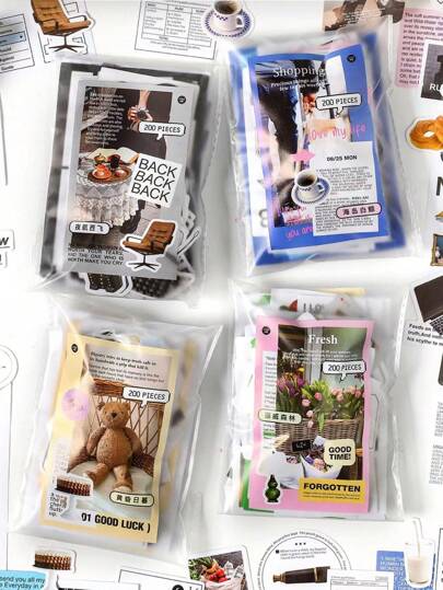 1 Set Of 200pcs Artistic Vintage Decor Supplies Including 120pcs Stickers & 80pcs Scrapbooking Paper, Fit For Suitcase, Phone Case, Journal And Planner Decorating Back To School