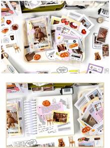 1 套 200 件艺术复古装饰用品，包括 120 张贴纸和 80 张剪贴簿纸，适合手提箱、手机壳、日记本和计划器装饰返校 - 藍色 - 查看 6