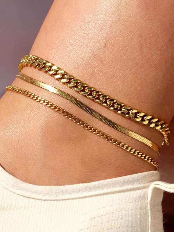 Aomogo Stainless Steel Delicate Anklet For Women Gold Color Chain Anklet  On The Leg Anklet Jewelry Women