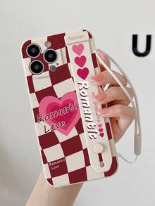 1 件時尚心型腕帶手機殼,附支架功能,附贈掛繩,相容於蘋果、三星、小米/紅米系列 - 彩色 - 查看 3