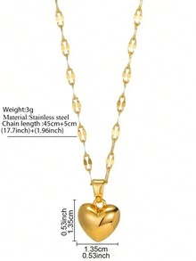 不銹鋼項鍊時尚優雅的復古桃心吊墜項鍊,適用於宴會禮物女士飾品 - 金色 - 查看 8