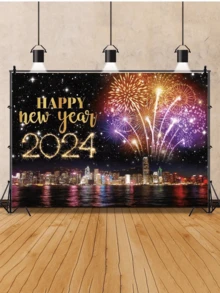 1pc New Year Black Fluorescent Neon Light Background Cloth Banner For Party Decoration - color - View 1