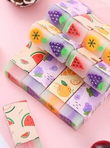 3pcs Random Color Cute Fruit Shaped Eraser For Stationery,Sketch,School,Eraser,Eraser Cute,Erasers,Back To School - Multicolor - View 3