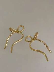 1 对女士不对称形状合金蝴蝶结设计耳环 - 合金蝴蝶結女耳環 - 查看 10