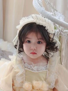 1pc Cute Princess Loli Lace Headband With Bowknot & Hair Clip, Adorable And Fashionable, No Damage To Girls' Hair - Pink - View 3