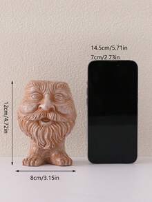 1pc Creative Resin Funny Face Sculpture Outdoor Courtyard Decoration Planter - Brown - View 3