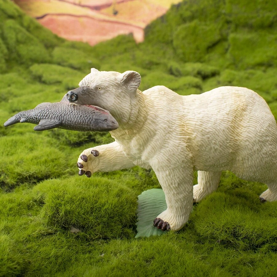 Oso Polar Atrapando Juguete Modelo De Pescado, Adecuado Para La Decoración De Escritorio