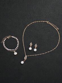 女士皮带时尚方形罗马数字表盘石英腕表 + 珍珠首饰套装（5 件/套）作为返校学生的礼物 - 白色 - 查看 7