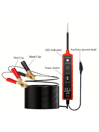 Automotive Power Circuit Probe Tester With 16ft Test Lead 6-24V DC Fuse Tester Wire Circuit Tester Auto Electrical System Tools