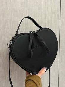 1 Pc Woman's Love Style PU Leather Zipper Closed Fashion Handbag Is Suitable For Valentine's Day Gifts In Autumn And Winter - Black - View 2