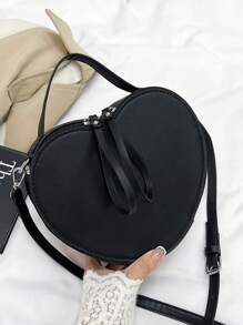 1 Pc Woman's Love Style PU Leather Zipper Closed Fashion Handbag Is Suitable For Valentine's Day Gifts In Autumn And Winter - Black - View 5