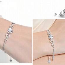 1pc Heart Shaped Faux Brick Bracelet, Valentine's Day Gift, Suitable For Couples - Silver - View 1