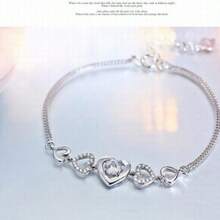 1pc Heart Shaped Faux Brick Bracelet, Valentine's Day Gift, Suitable For Couples - Silver - View 4