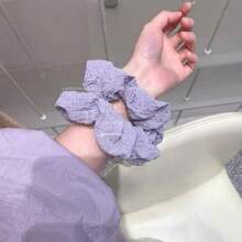 1個高彈性葡萄紫色褶皺紋理發圈,以獨特的設計作為髮飾品 - 淡紫色 - 查看 1