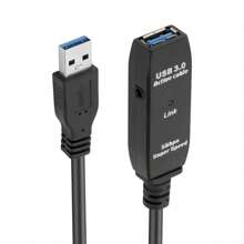 Usb 3.0 延長線,5m/10m/15m 長度可選,a 型公轉母,訊號放大器,內建擴大機晶片,用於電腦到印表機擴展 - 黑色 - 查看 5
