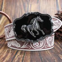 波西米亚风印花皮带，3.7厘米宽，带古铜扣，百搭时尚配饰，适合女性万圣节夏季、秋季、万圣节 - 黑色 - 查看 9