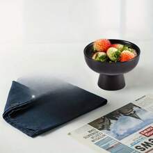 1pc Ceramic Dessert Cup With Foot, Ice Cream Cup, Home Kitchen Supplies - Black - View 3