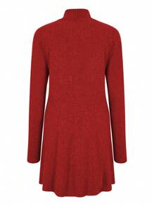 Open Sweater Below The Hip Circular Cut - Đỏ - Xem 2