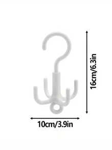 2pcs Wardrobe Punch Free Hook, Tie, Belt, Scarf Storage Rotary Four Claw Hook, Household Multifunctional Clothing Hat Hook, Bag Tie Storage Hanger - White - View 2