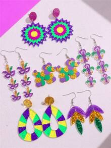 瑪蒂藍嘉年華系列多彩皇冠、香檳瓶、動物、狗形耳環作為派對禮物 - A - 查看 3