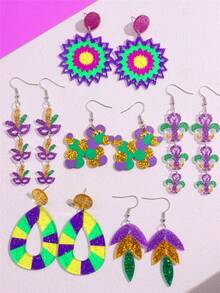 瑪蒂藍嘉年華系列多彩皇冠、香檳瓶、動物、狗形耳環作為派對禮物 - A - 查看 1