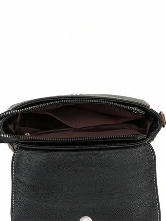 1pc Solid Color Retro Style Flap Crossbody Bag, Suitable For Women's Daily Use, Shoulder Bag, Crossbody Bag