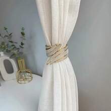 1個合金窗簾扣,金沙鑽石款式的窗簾扣,適用於家庭窗簾裝飾和辦公室窗簾固定扣黃色銀色 - 金色 - 查看 2