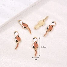 5入組可愛的合金豹紋小貓形狀diy珠寶吊墜,適用於手鍊和項鍊製作,適用於女性 - 彩色 - 查看 3