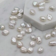 1 件不对称形状克氏巴洛克淡水珍珠珠，适合 DIY 珠宝制作 - 白色 - 查看 5