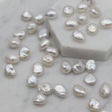 1 件不对称形状克氏巴洛克淡水珍珠珠，适合 DIY 珠宝制作 - 白色 - 查看 6