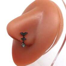 7 件套男女夜光不銹鋼身體首飾套裝,包括肚臍環、胸環、鼻環、耳環 - 綠色 - 查看 4