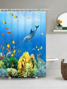 1pc Valentine's Day Series Polyester Rose Petals Waterproof Bathroom Shower Curtain With Hooks - Apricot - View 4