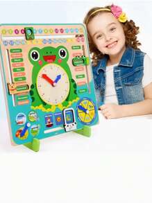 下單時贈送木制青蛙多功能日歷鬧鐘認知玩具套裝 - 綠色 - 查看 7