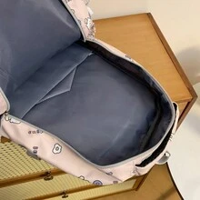 新款時尚輕量級尼龍女士背包,具有多個口袋和大容量,適用於學生書包和電腦雙肩背包。男士大容量防水背包,實色時尚休閒尼龍手提電腦包,帶可調節肩帶 - 粉色 - 查看 5