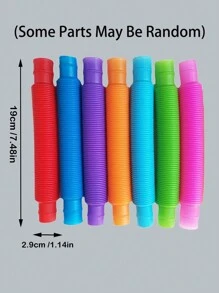 7pcs/Set 19Cm Colorful Plastic Pop Tube Toy Big Size For Stretching Tubes Corrugated Tube Adult Stress Relief Toys Gift(Some Parts May Be Random) - Multicolor - View 2
