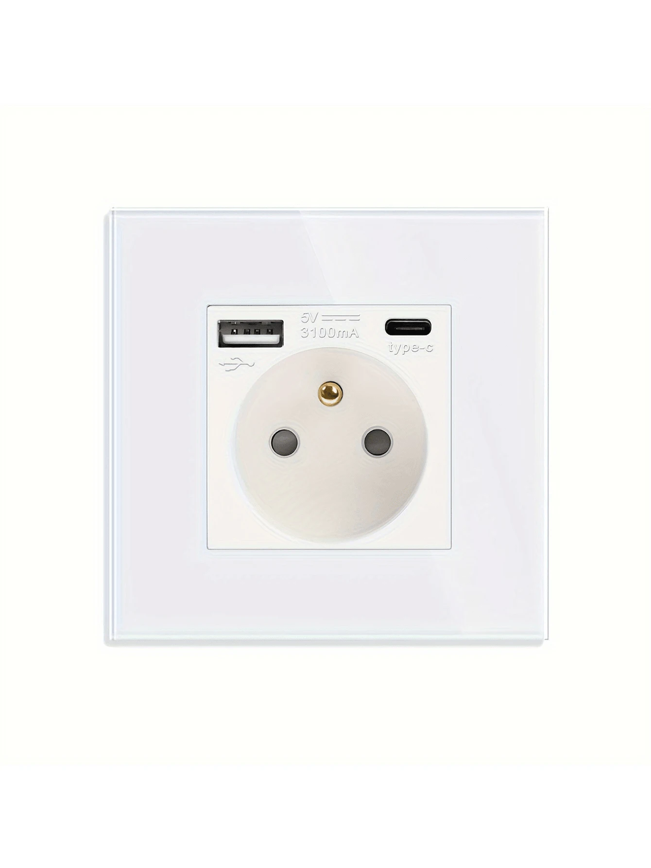 86型法式電源插座usb Type-c快速充電面板開關插座 - 黑色 - 查看 1