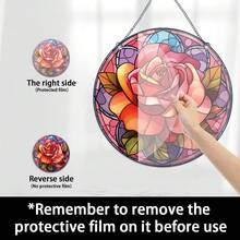 1 件圓形玫瑰壓克力家居裝飾掛件,室內外裝飾掛件,花園裝飾,家居裝飾,房間裝飾,窗戶裝飾掛件,場景裝飾,節日派對裝飾 - 彩色 - 查看 4