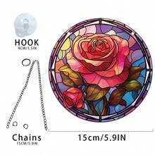 1 件圓形玫瑰壓克力家居裝飾掛件,室內外裝飾掛件,花園裝飾,家居裝飾,房間裝飾,窗戶裝飾掛件,場景裝飾,節日派對裝飾 - 彩色 - 查看 2