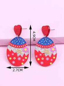 1對復活節彩蛋和兔子造型耳環,女士專屬 - 紅色 - 查看 2