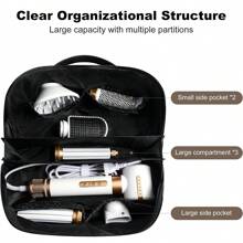 Hair Tools Travel Bag, Travel Case /Shark Flexstyle, Waterproof Portable Open Flat Travel Bag /Shark HairdryerPU Leather(Slight Odor) - Black - View 4