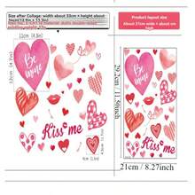 1套情人節靜電貼紙,適用於窗戶,玻璃,冰箱裝飾