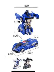 1 件裝兒童碰撞變形車玩具,男孩慣性滑行車,帶碰撞衝擊,一鍵變形 - 警車/賽車,小禮物 - 藍色 - 查看 8